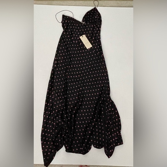 BEC & BRIDGE Kylie Polka-Dot Satin Midi Slip Black Dress 2 - Picture 4 of 9